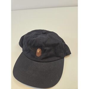 A Bathing Ape BAPE Hat Cap Strap Back Black Embroidered Logo Streetwear Mens